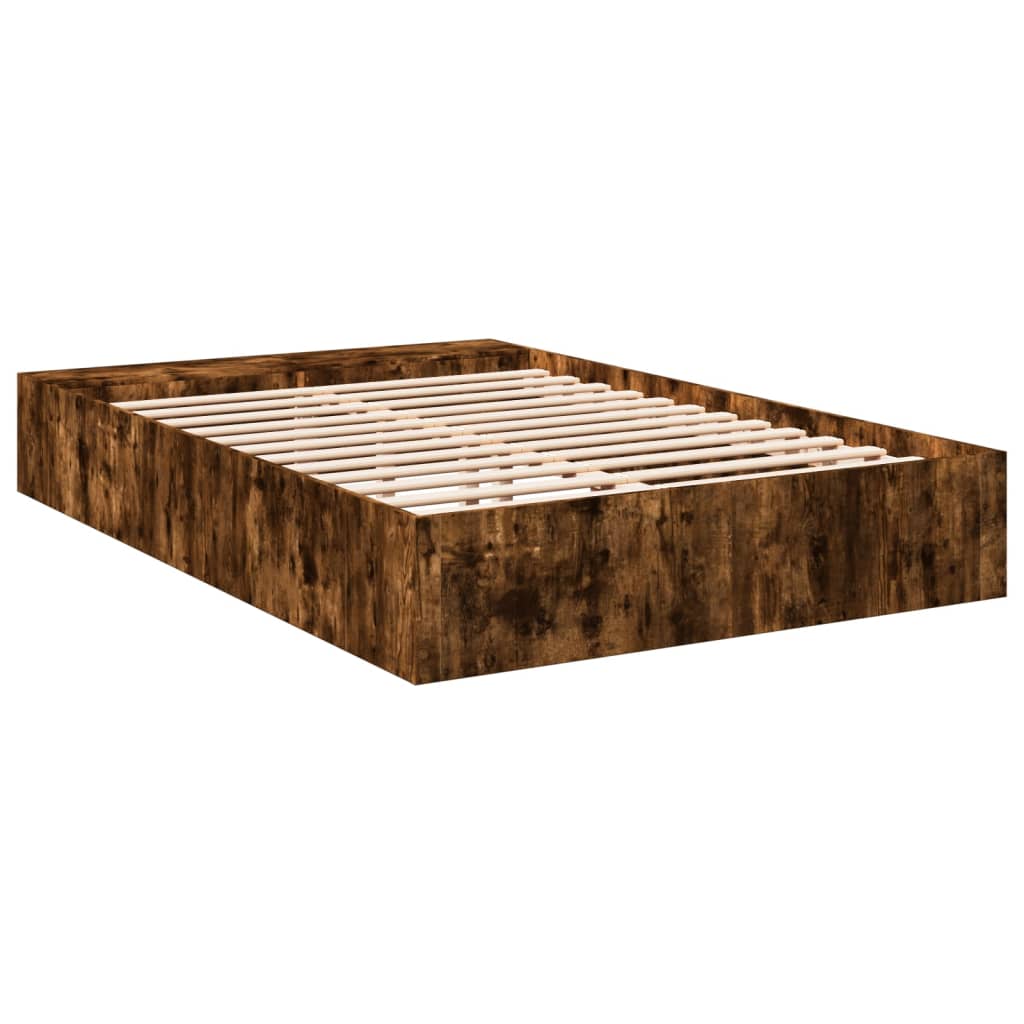 Cadre de lit chêne fumé 120x190 cm bois d'ingénierie Lits & cadres de lit vidaXL   