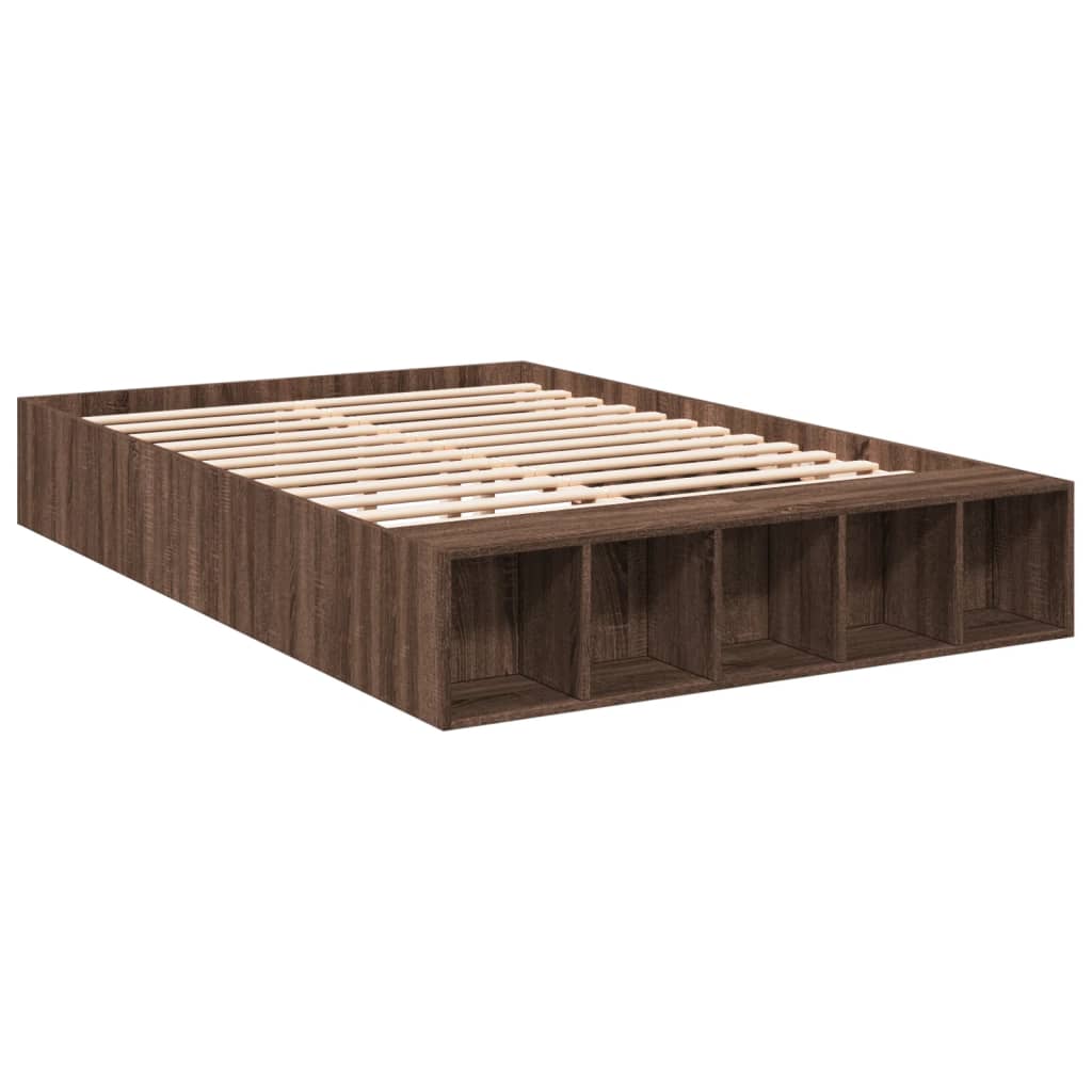 Cadre de lit chêne marron 120x190 cm bois d'ingénierie Lits & cadres de lit vidaXL   