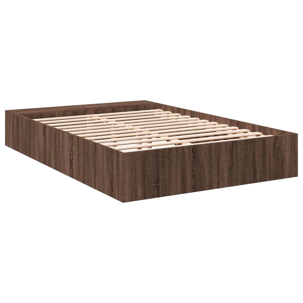 Cadre de lit chêne marron 120x190 cm bois d'ingénierie Lits & cadres de lit vidaXL   