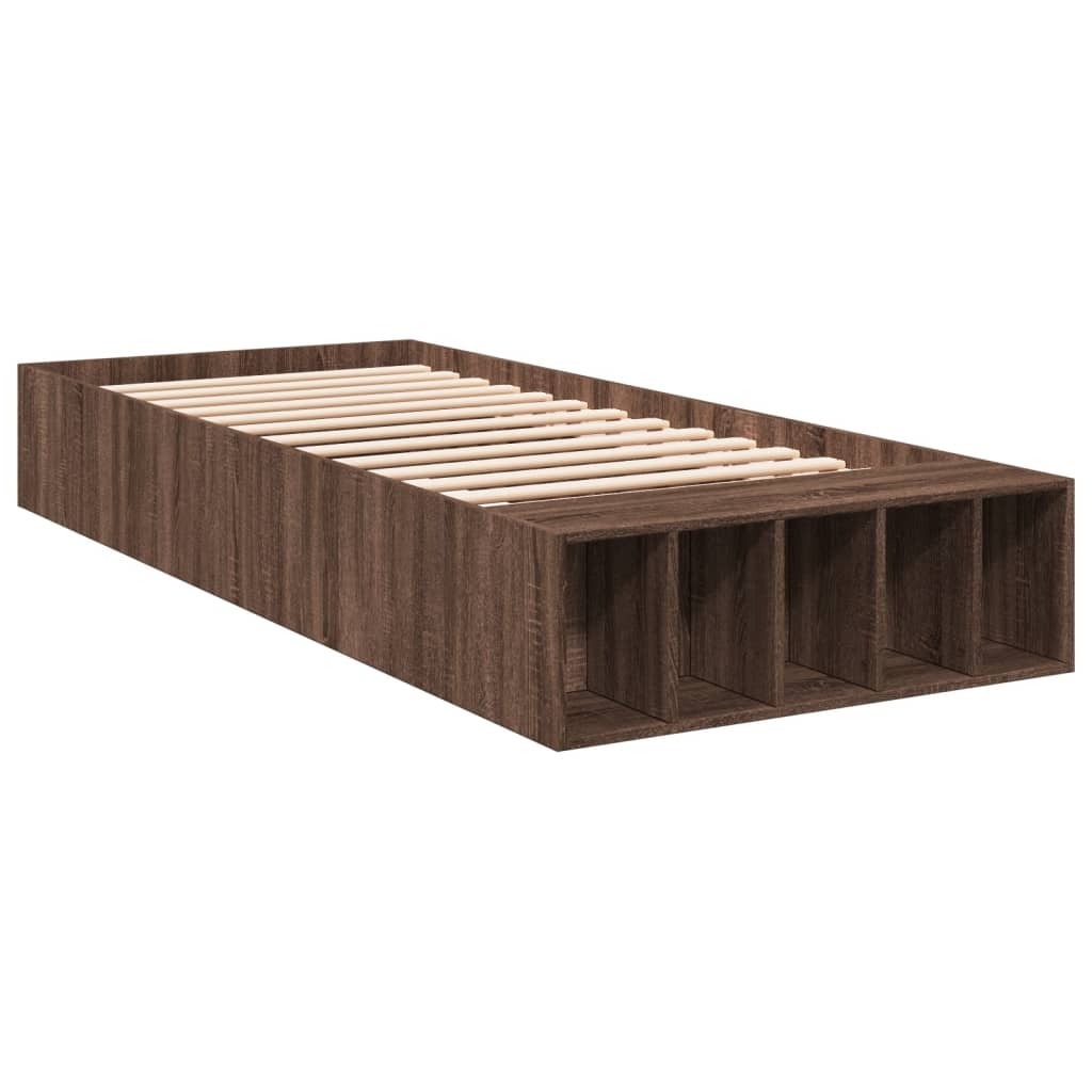 Cadre de lit chêne marron 90x200 cm bois d'ingénierie Lits & cadres de lit vidaXL   