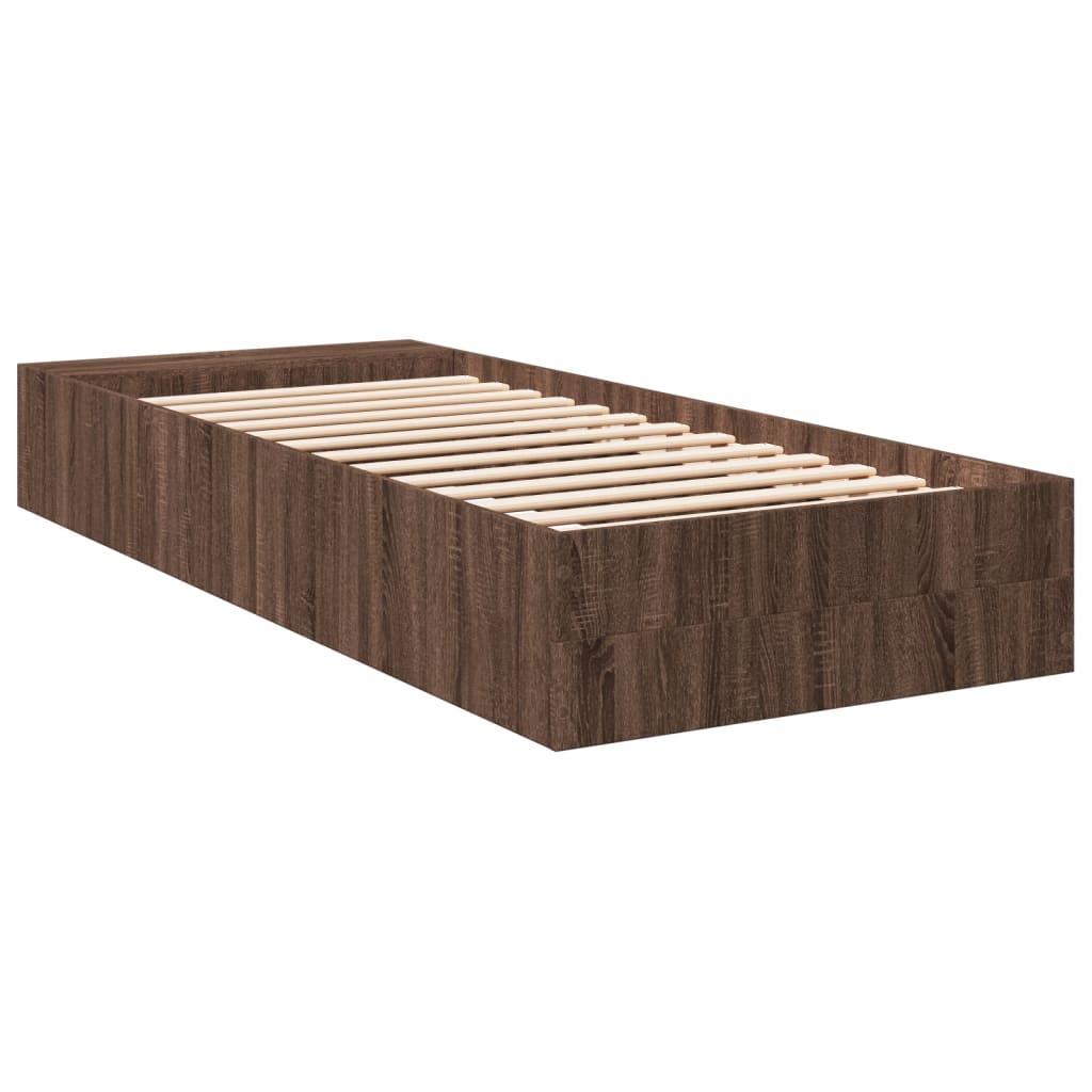 Cadre de lit chêne marron 90x200 cm bois d'ingénierie Lits & cadres de lit vidaXL   