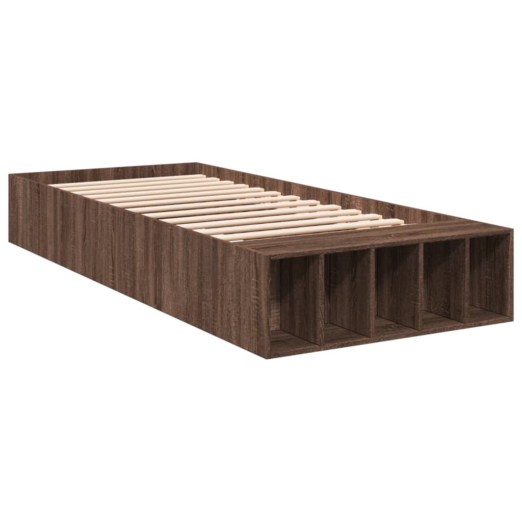 Cadre de lit chêne marron 90x190 cm bois d'ingénierie Lits & cadres de lit vidaXL   