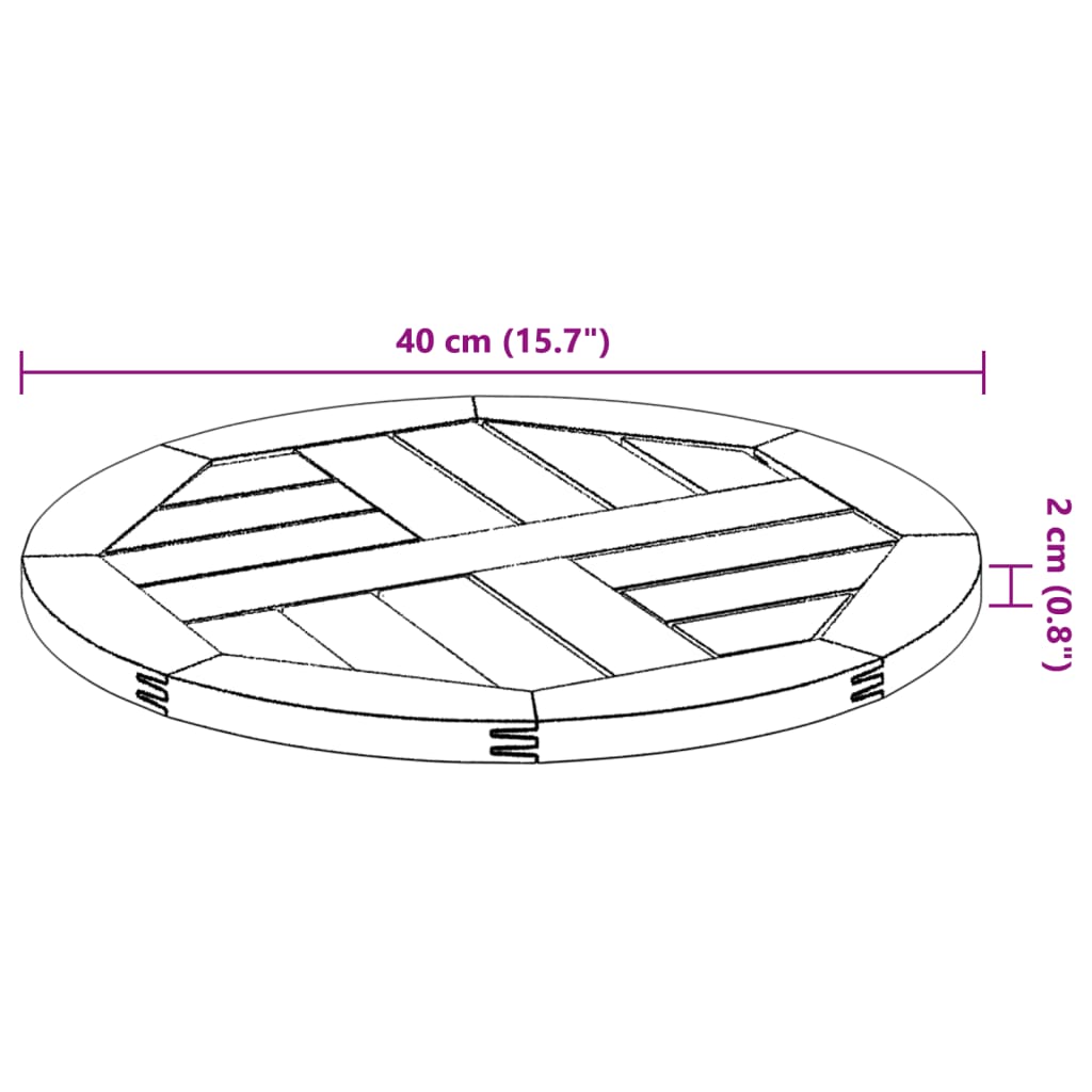 Dessus de table Ø40x2 cm rond bois massif d'acacia Plateaux de table vidaXL   