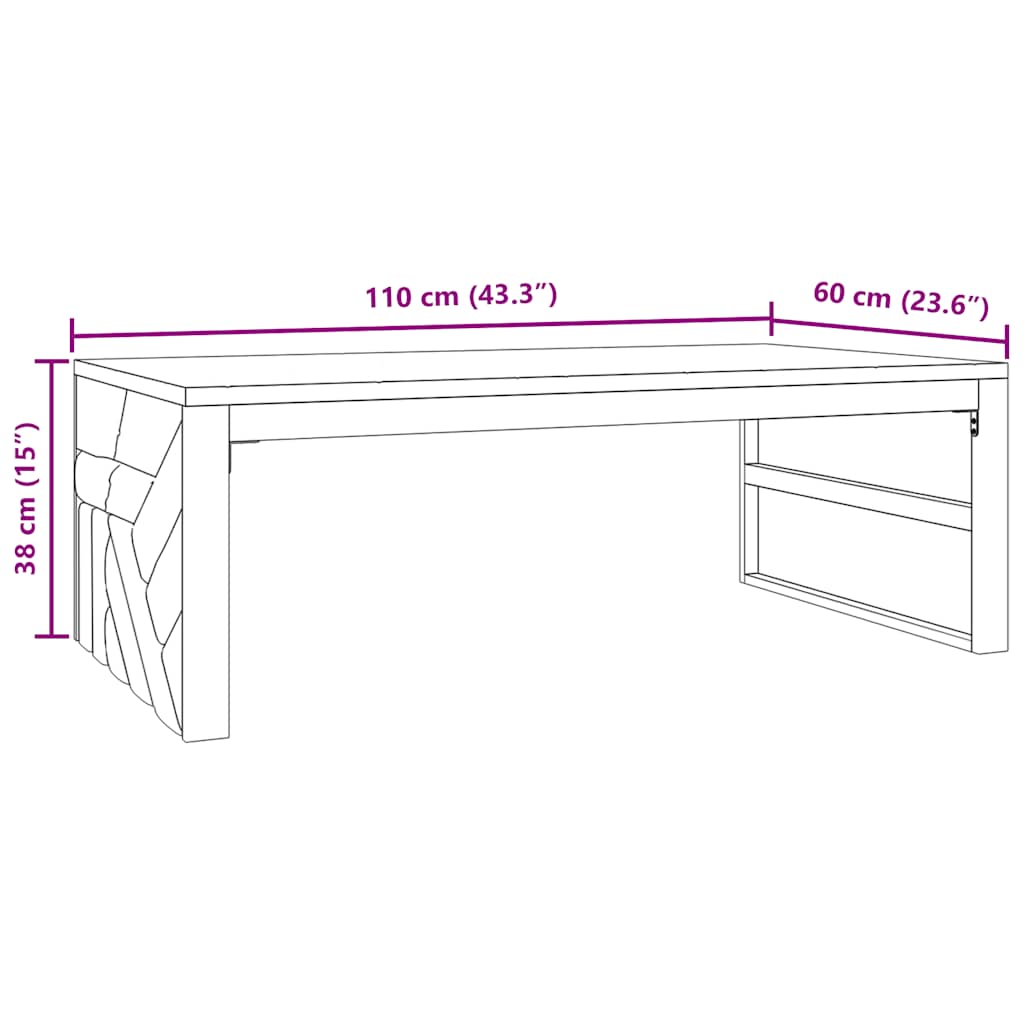 Table basse 110x60x38 cm bois de teck solide Tables basses vidaXL   