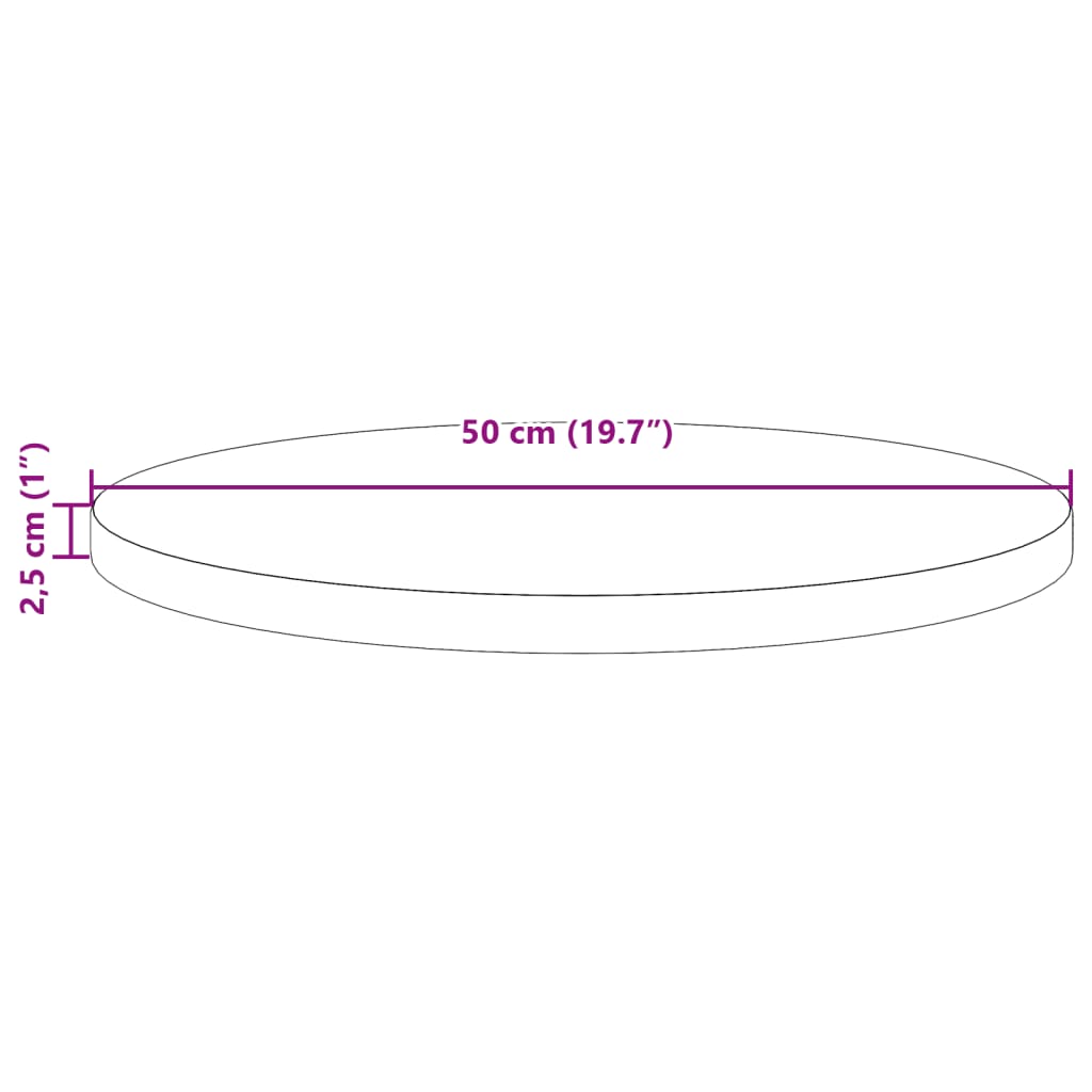 Dessus de table rond cire marron Ø50x2,5 cm bois de pin massif Plateaux de table vidaXL   