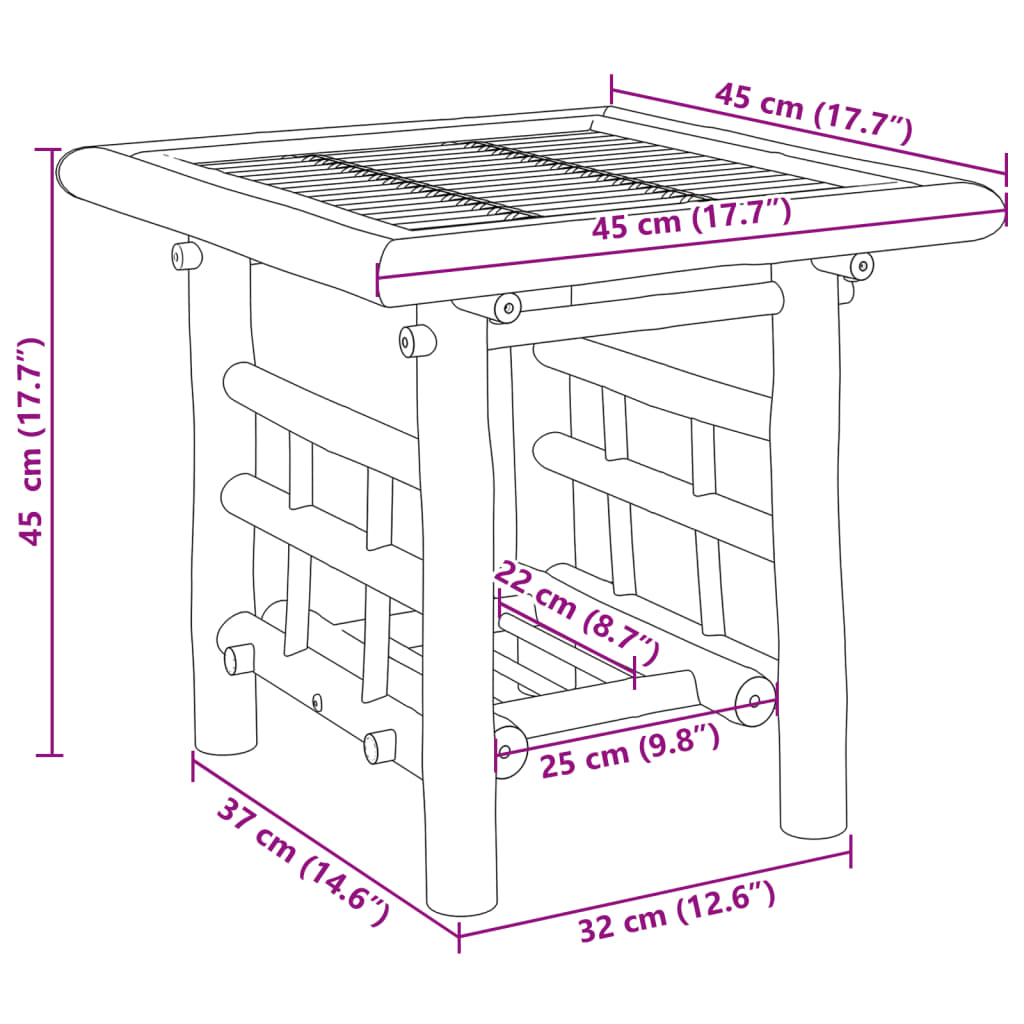 Table d’appoint 45x45x45 cm bambou Tables basses vidaXL   