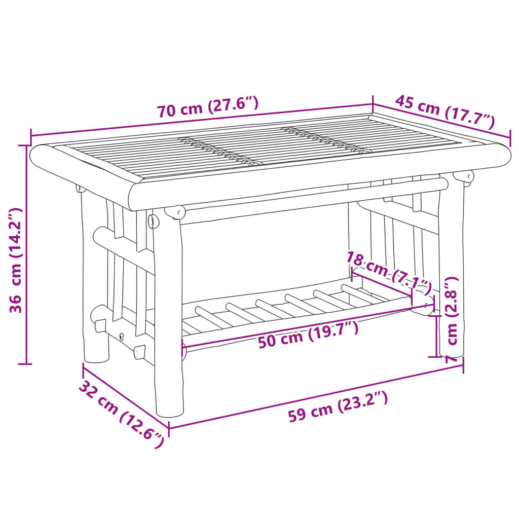 Table basse 70x45x36 cm bambou Tables basses vidaXL   