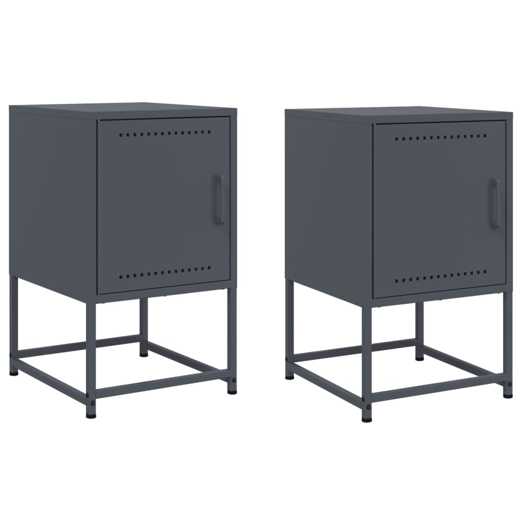 Tables de chevet 2 pcs anthracite 36x39x60,5 cm acier Tables de chevet vidaXL   