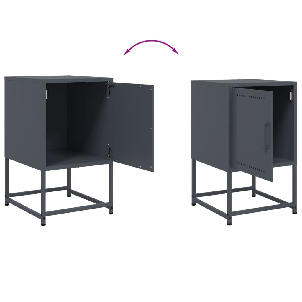 Tables de chevet 2 pcs anthracite 36x39x60,5 cm acier Tables de chevet vidaXL   