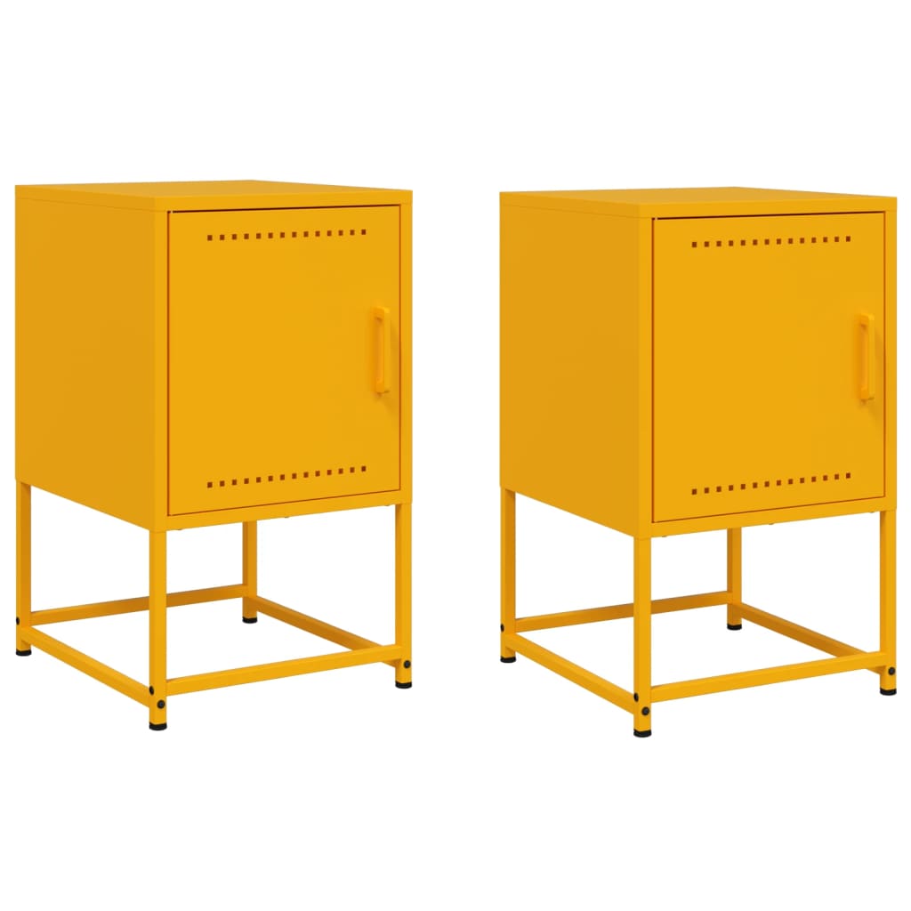 Tables de chevet 2 pcs jaune moutarde 36x39x60,5 cm acier Tables de chevet vidaXL   