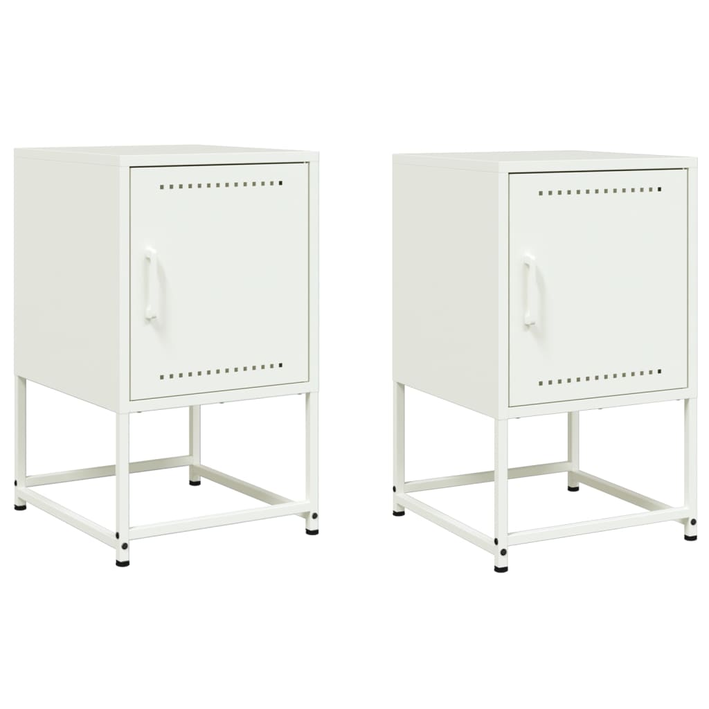 Tables de chevet 2 pcs blanc 36x39x60,5 cm acier Tables de chevet vidaXL   