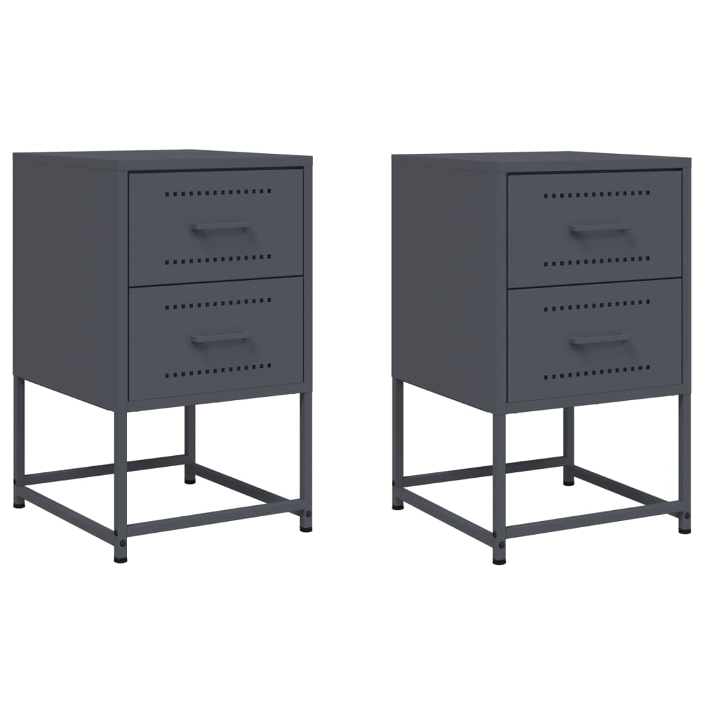 Tables de chevet 2 pcs anthracite 36x39x60,5 cm acier Tables de chevet vidaXL   