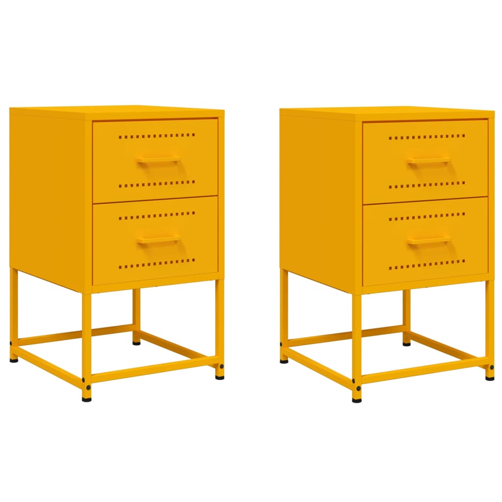 Tables de chevet 2 pcs jaune moutarde 36x39x60,5 cm acier Tables de chevet vidaXL   