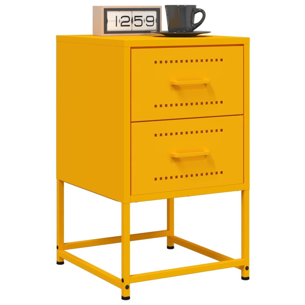 Tables de chevet 2 pcs jaune moutarde 36x39x60,5 cm acier Tables de chevet vidaXL   