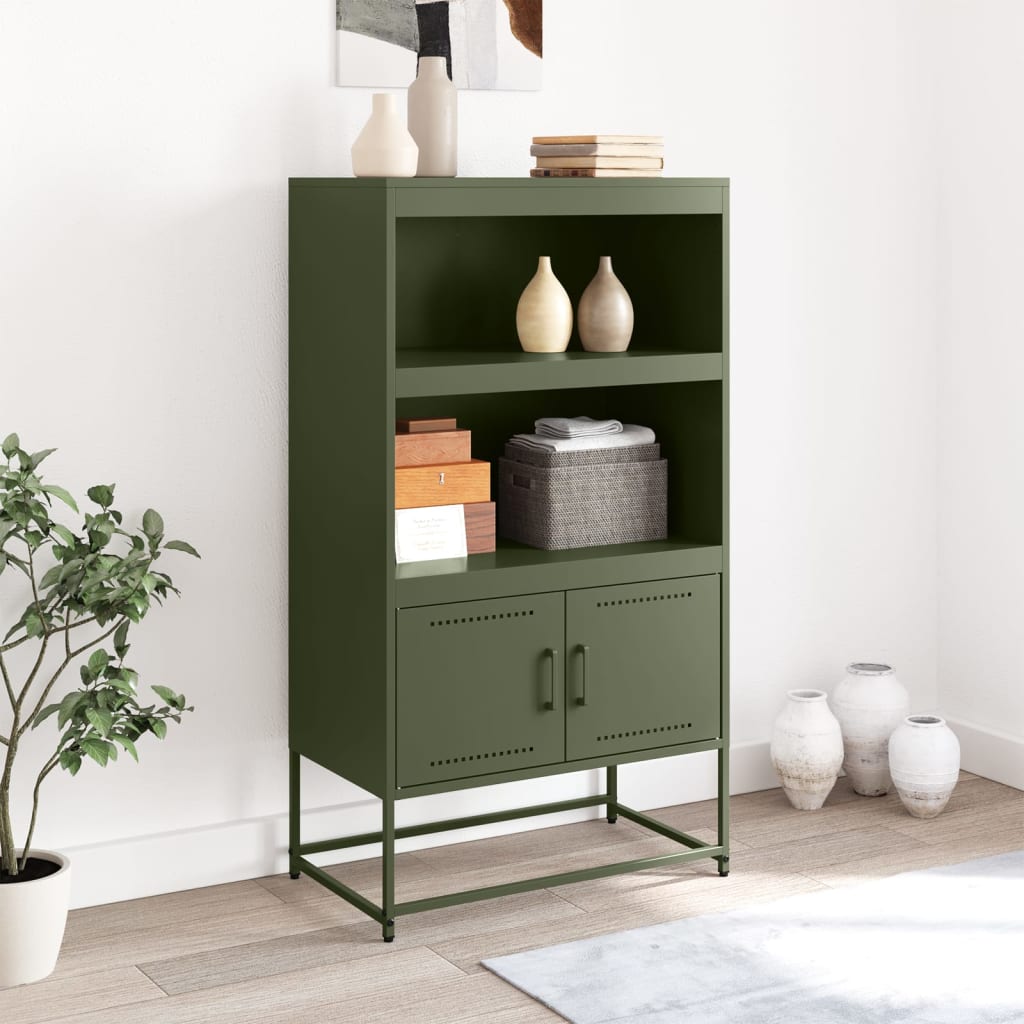 Image Buffet haut vert olive 68,5x38,5x123,5 cm acier | Xios Store SNC vidaXL Xios Store SNC