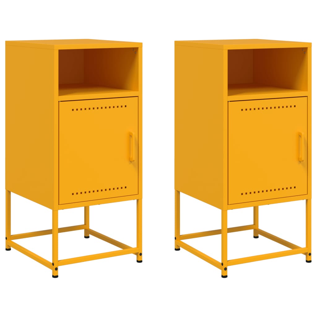 Tables de chevet 2 pcs jaune moutarde 36x39x78 cm acier Tables de chevet vidaXL   