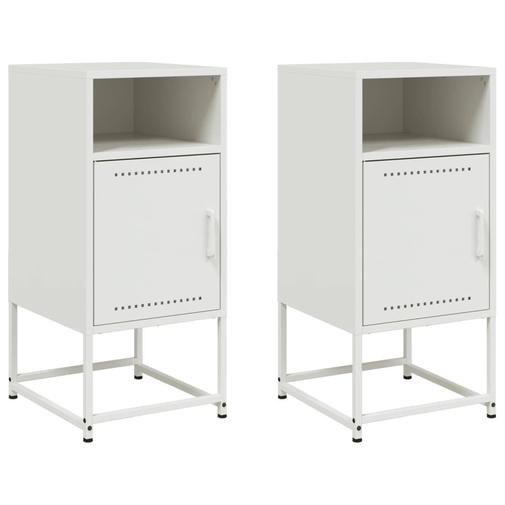 Tables de chevet 2 pcs blanc 36x39x78 cm acier Tables de chevet vidaXL   