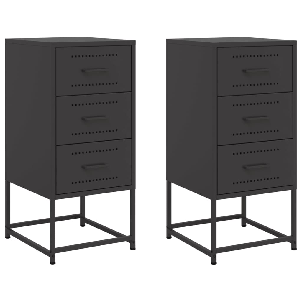 Tables de chevet 2 pcs noir 36x39x78 cm acier Tables de chevet vidaXL   