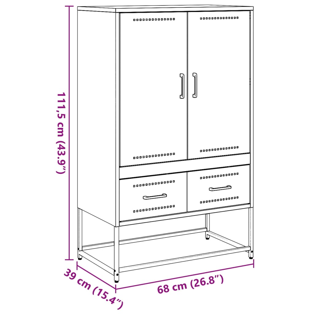 Image Buffet haut vert olive 68x39x111,5 cm acier laminé à froid | Xios Store SNC vidaXL Xios Store SNC