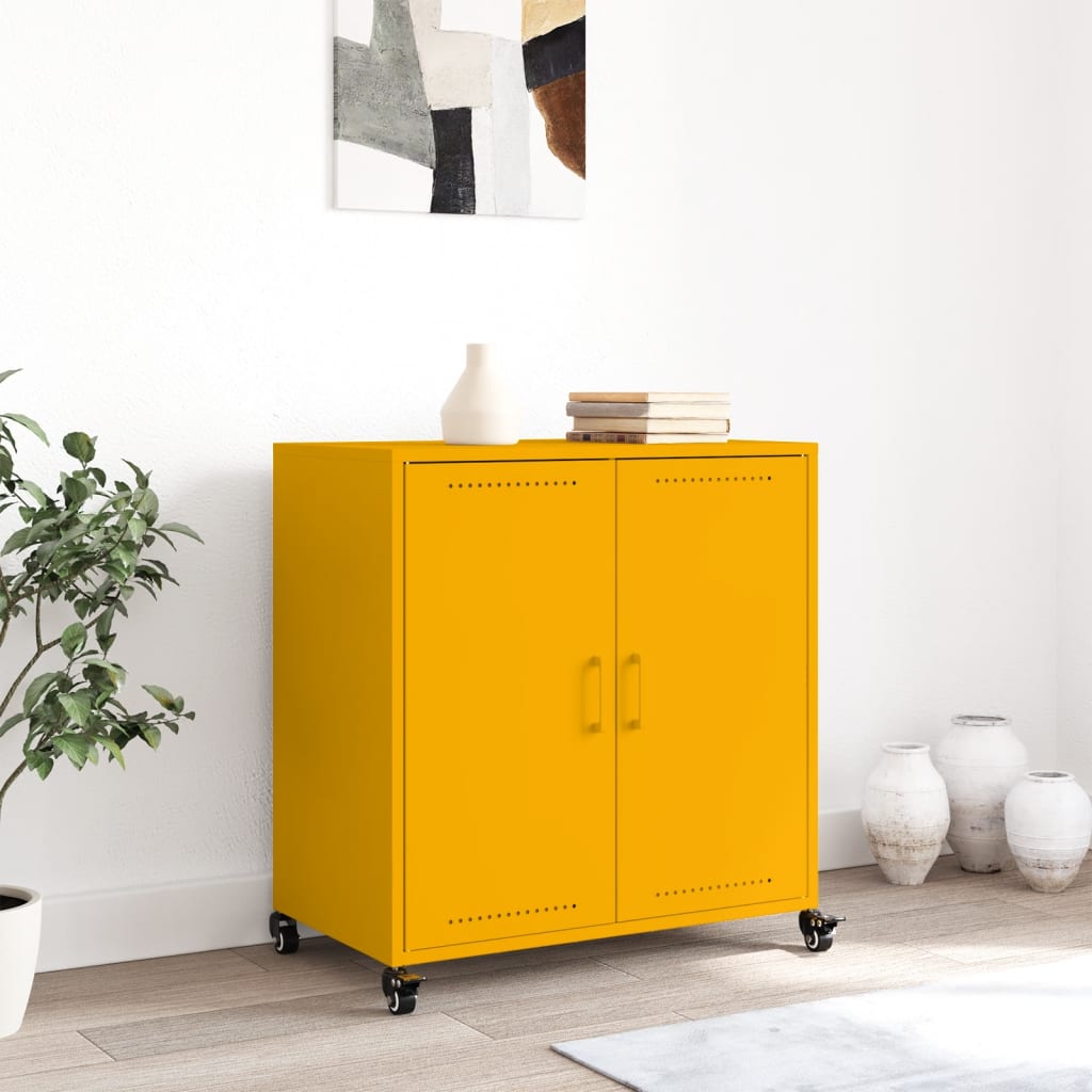 Image Buffet jaune moutarde 68,5x39x72 cm acier laminé à froid | Xios Store SNC vidaXL Xios Store SNC