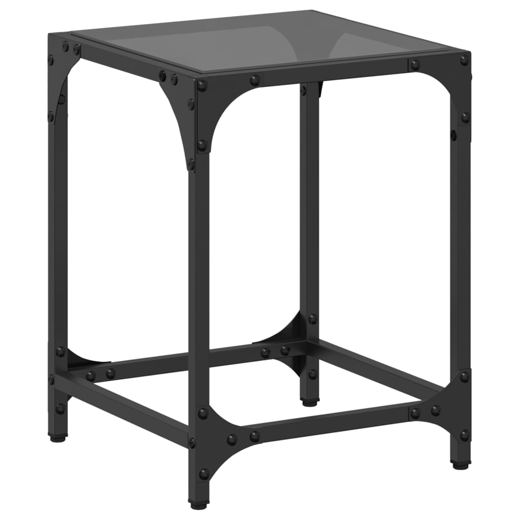 Table basse avec dessus en verre noir 30x30x40 cm acier Tables basses vidaXL   