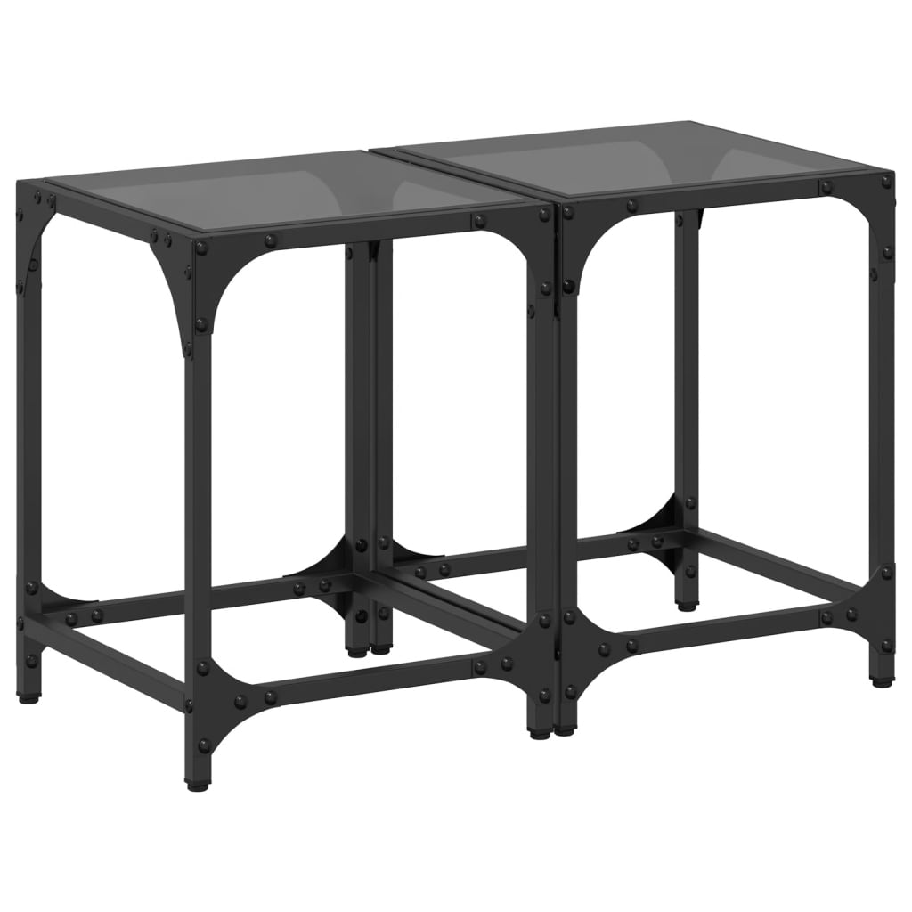 Tables basses avec dessus en verre noir 2 pcs 30x30x40 cm acier Tables basses vidaXL   