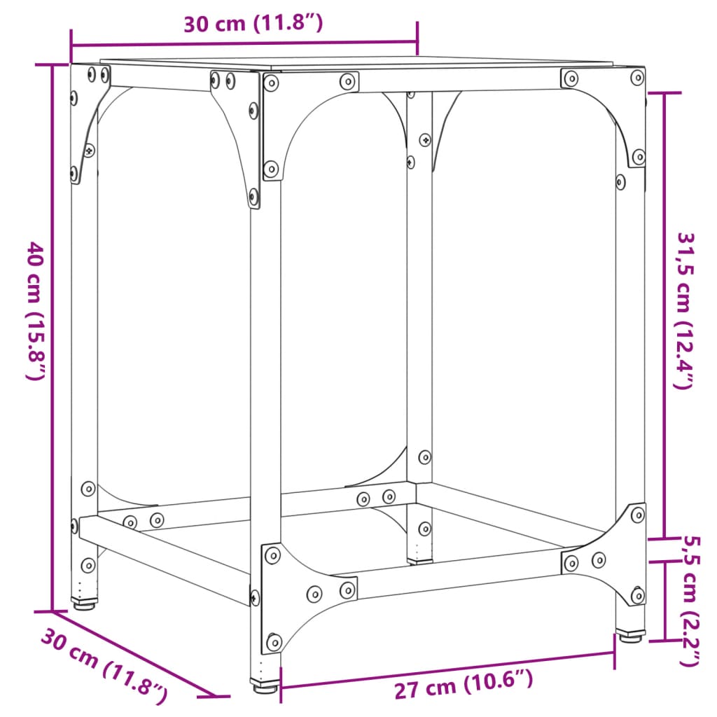 Tables basses avec dessus en verre noir 2 pcs 30x30x40 cm acier Tables basses vidaXL   