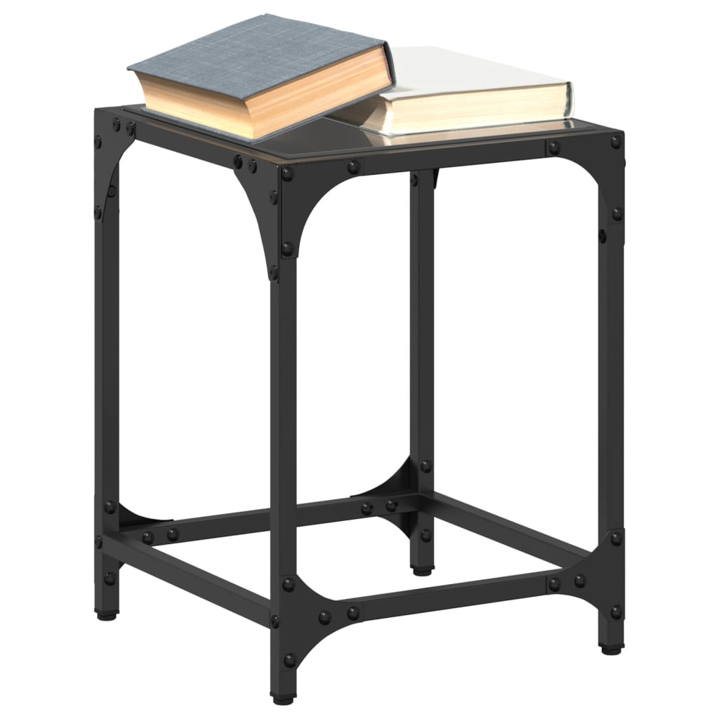 Tables basses avec dessus en verre noir 2 pcs 30x30x40 cm acier Tables basses vidaXL   