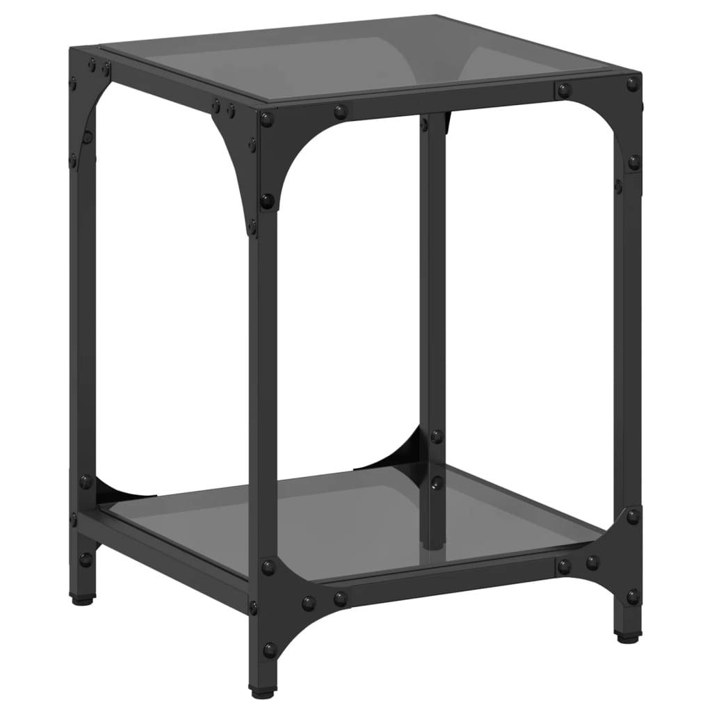 Table basse avec dessus en verre noir 30x30x40 cm acier Tables basses vidaXL   