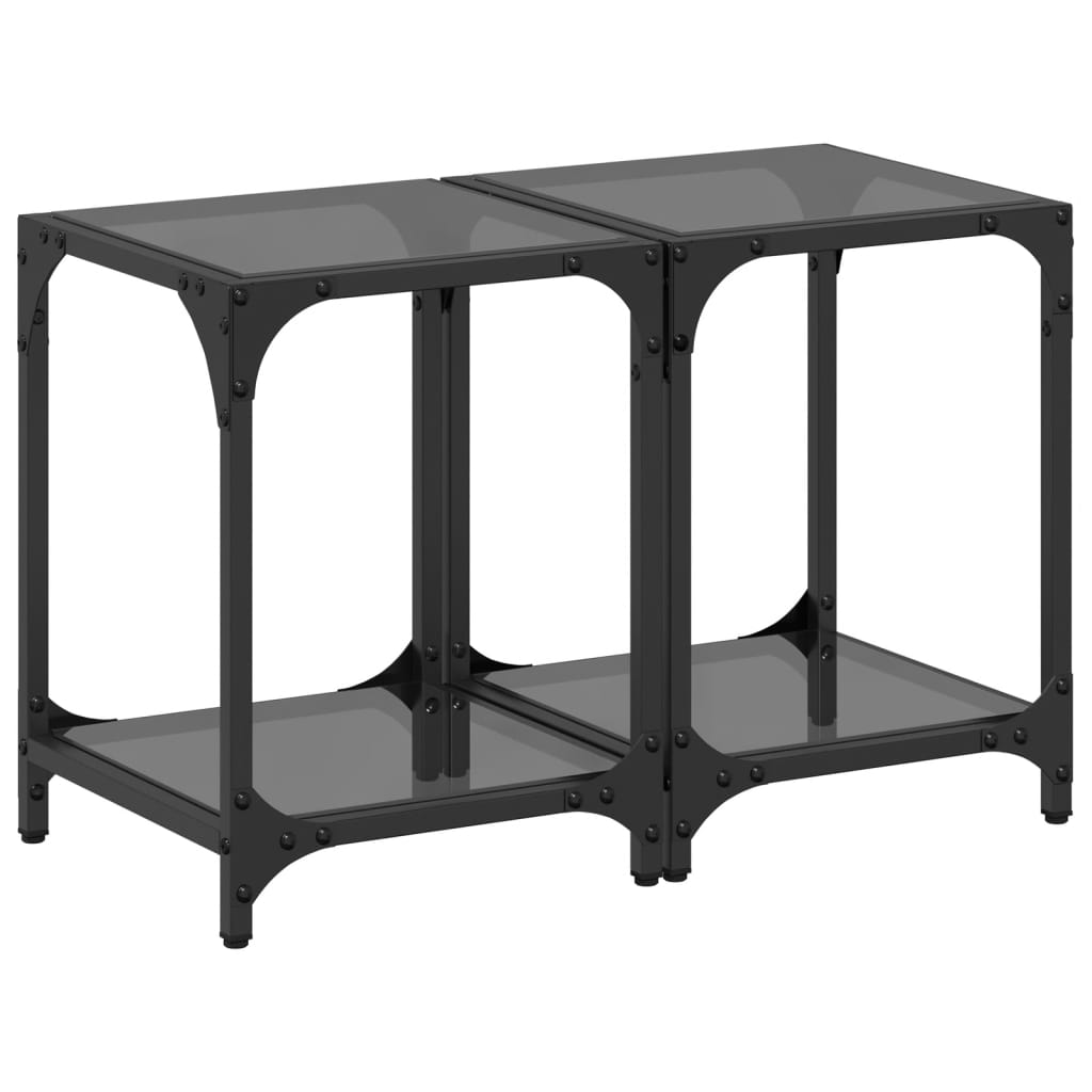 Tables basses avec dessus en verre noir 2 pcs 30x30x40 cm acier Tables basses vidaXL   