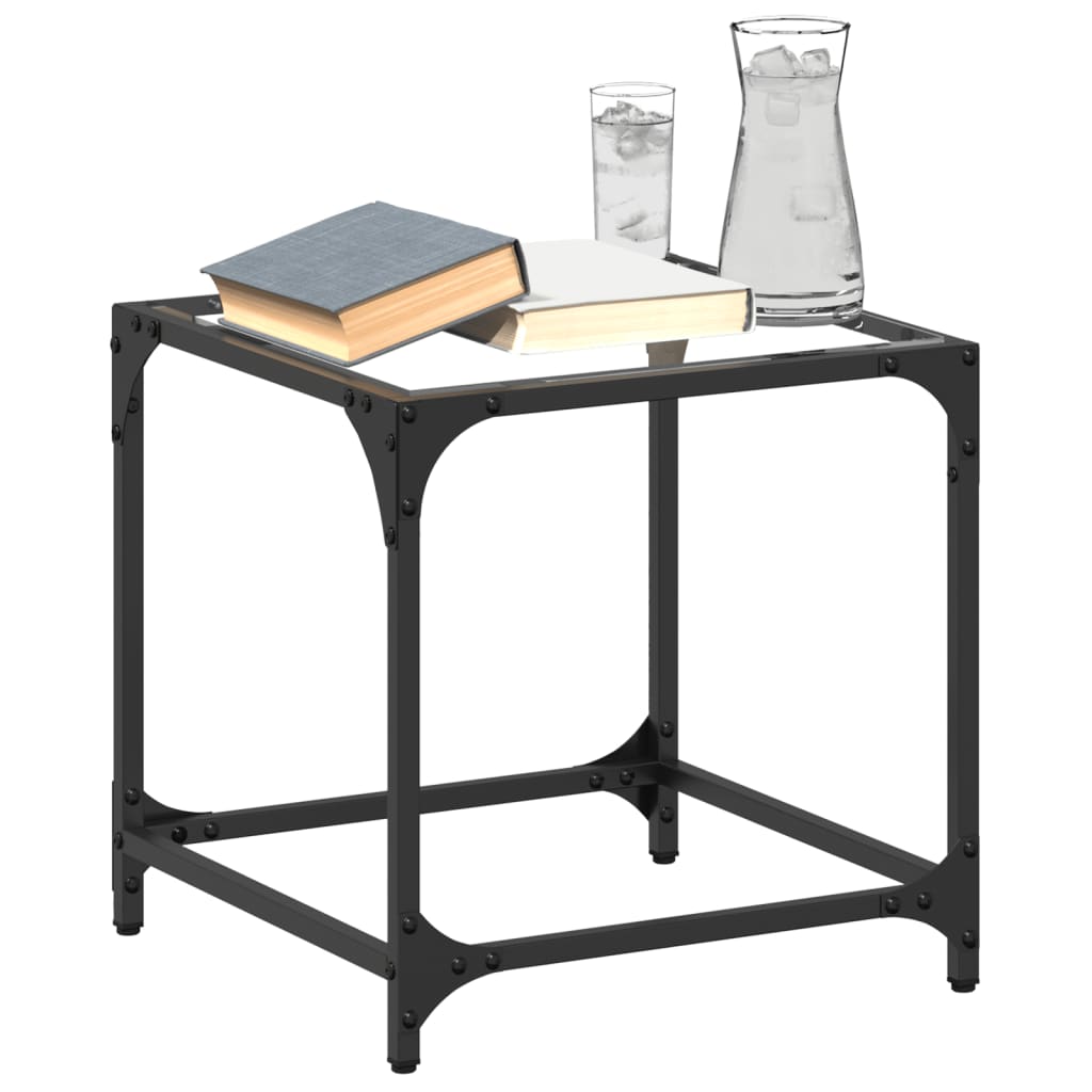 Table basse avec dessus en verre transparent 40x40x40 cm acier Tables basses vidaXL   