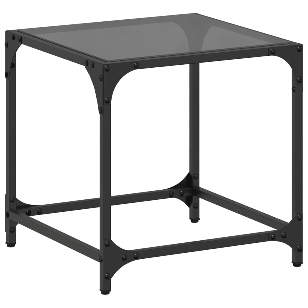 Table basse avec dessus en verre noir 40x40x40 cm acier Tables basses vidaXL   