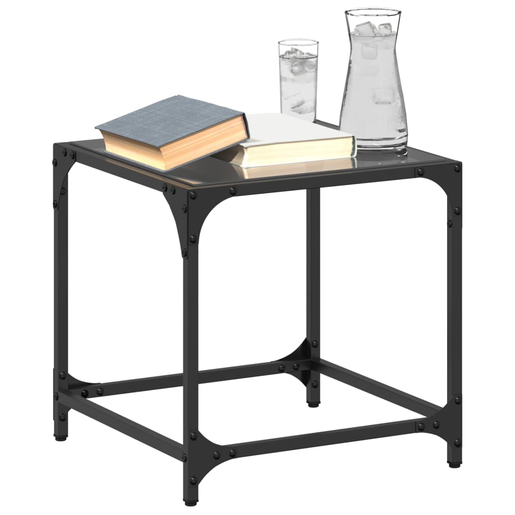 Table basse avec dessus en verre noir 40x40x40 cm acier Tables basses vidaXL   