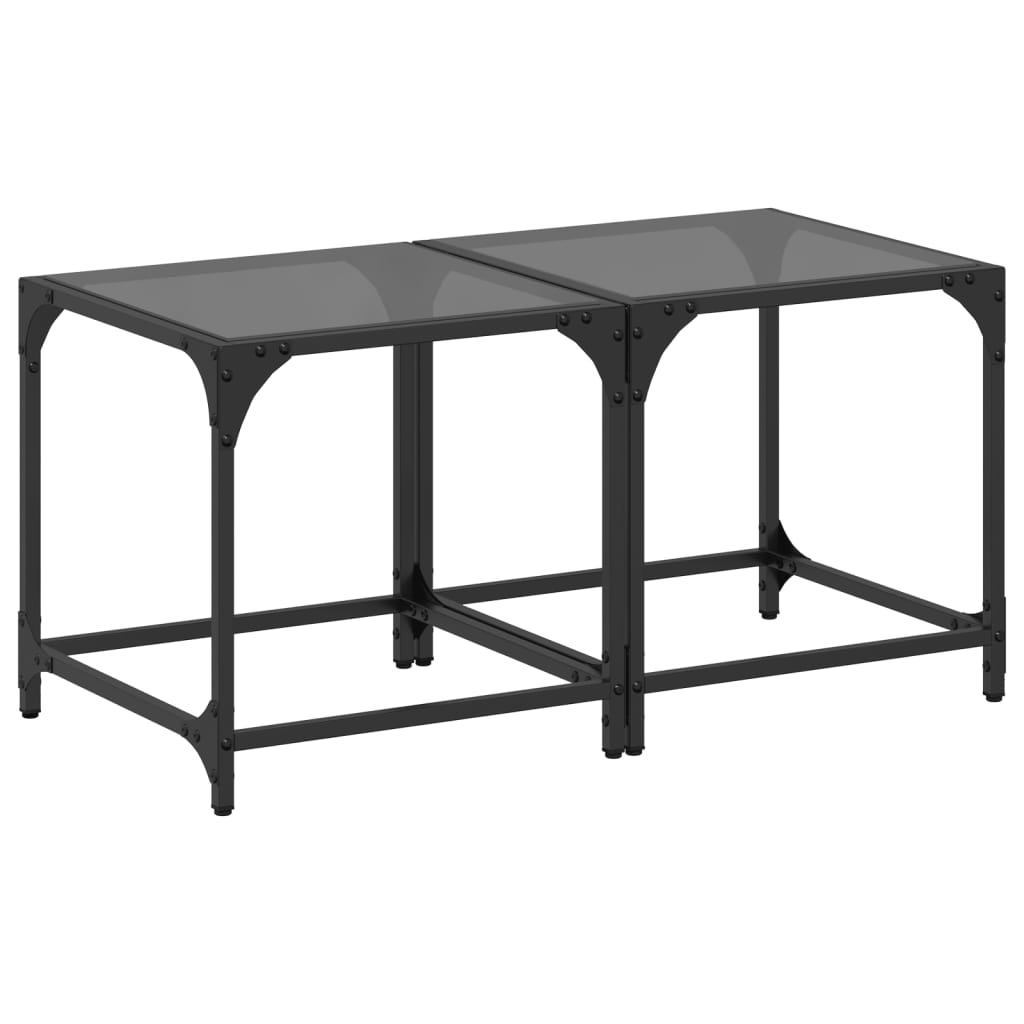 Tables basses avec dessus en verre noir 2 pcs 40x40x40 cm acier Tables basses vidaXL   