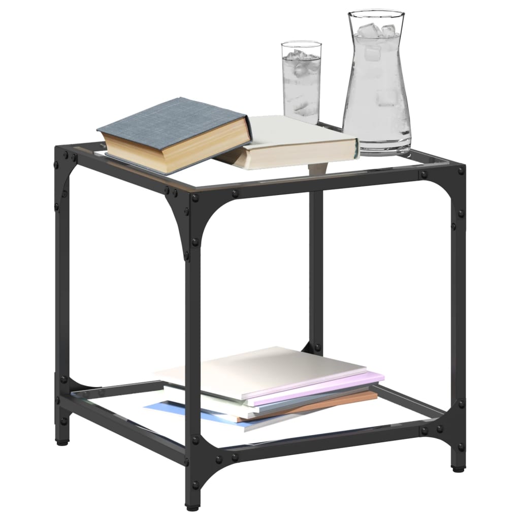 Tables basses avec dessus en verre transparent 2 pcs acier Tables basses vidaXL   