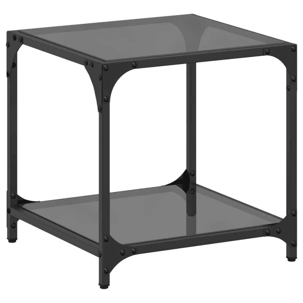 Table basse avec dessus en verre noir 40x40x40 cm acier Tables basses vidaXL   