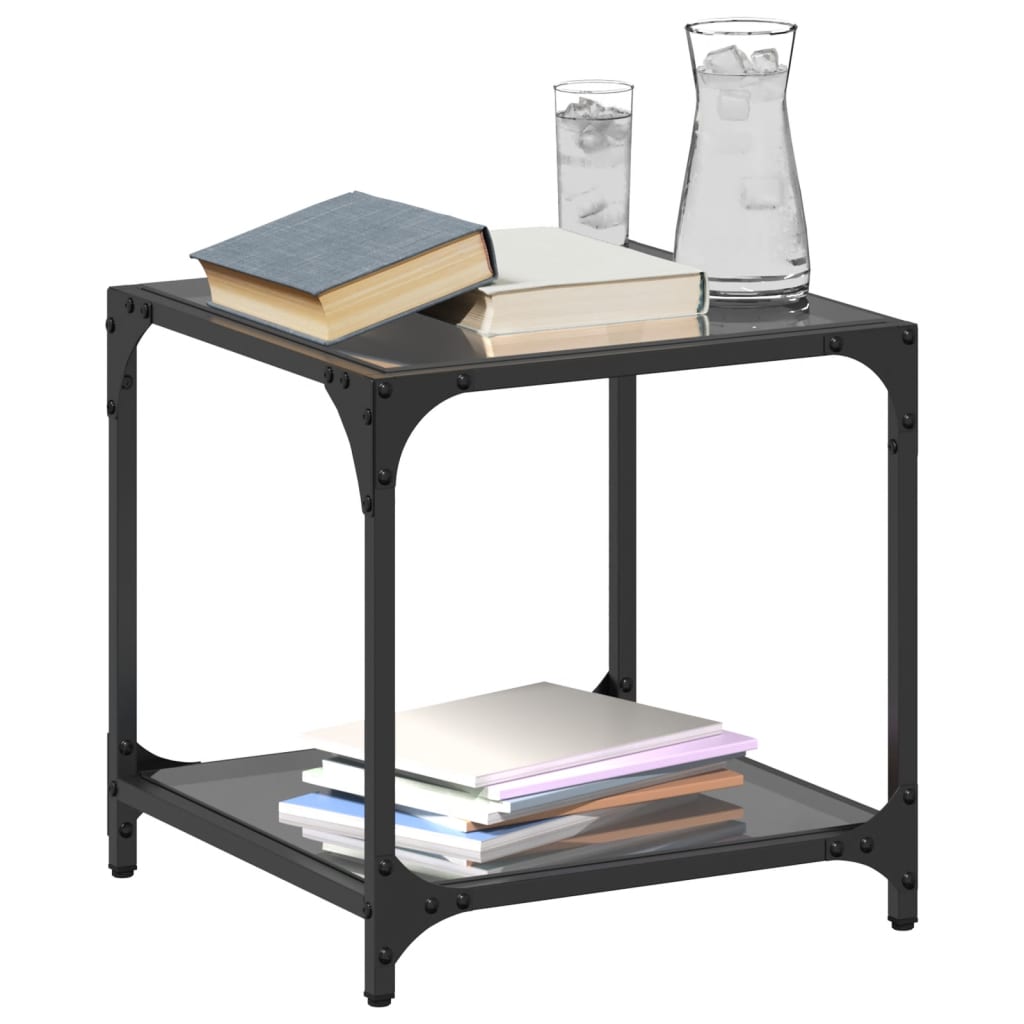 Table basse avec dessus en verre noir 40x40x40 cm acier Tables basses vidaXL   