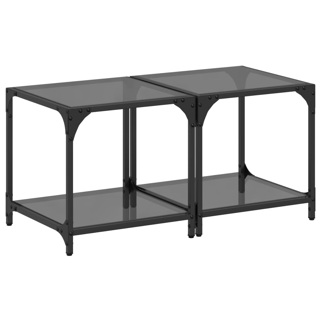 Tables basses avec dessus en verre noir 2 pcs 40x40x40 cm acier Tables basses vidaXL   