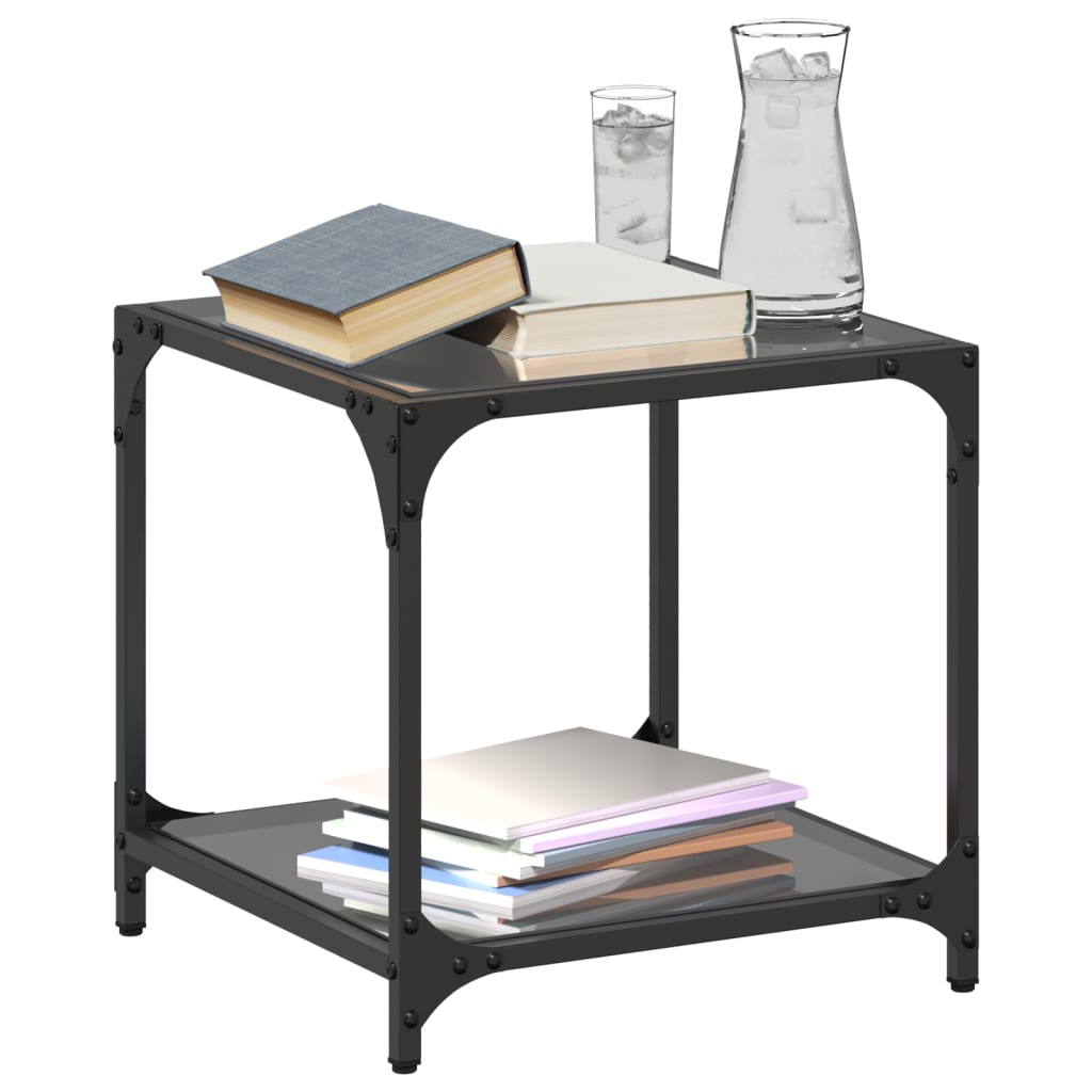 Tables basses avec dessus en verre noir 2 pcs 40x40x40 cm acier Tables basses vidaXL   