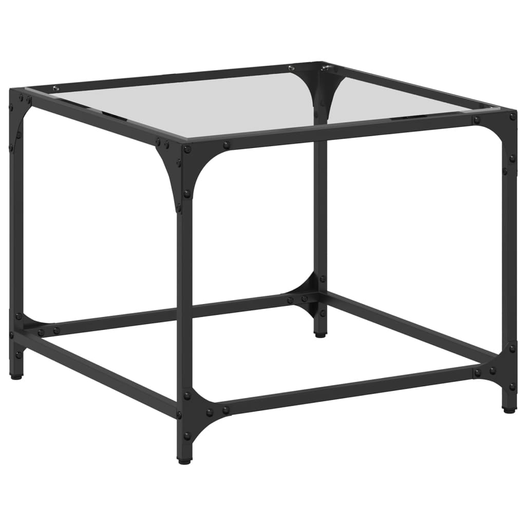 Table basse avec dessus en verre transparent 50x50x40 cm acier Tables basses vidaXL   