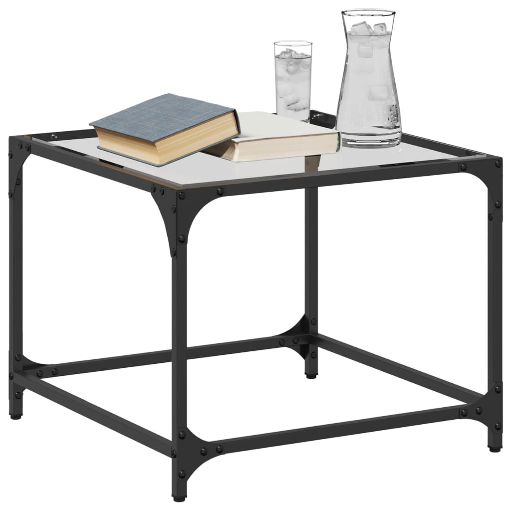 Table basse avec dessus en verre transparent 50x50x40 cm acier Tables basses vidaXL   