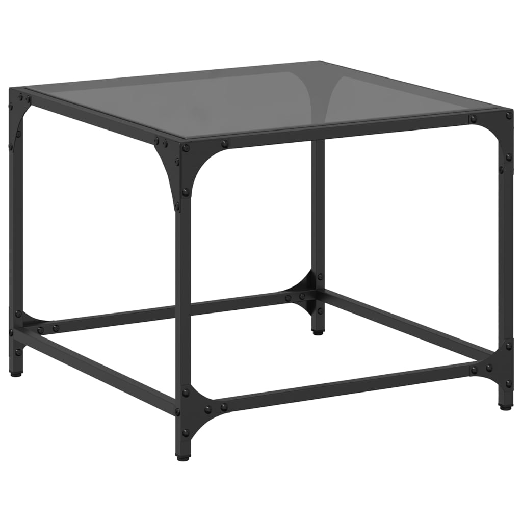 Table basse avec dessus en verre noir 50x50x40 cm acier Tables basses vidaXL   