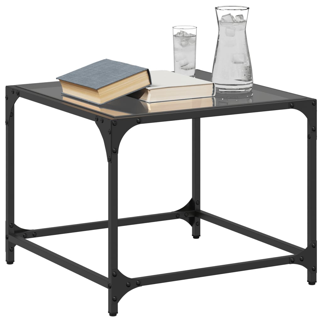 Tables basses avec dessus en verre noir 2 pcs 50x50x40 cm acier Tables basses vidaXL   