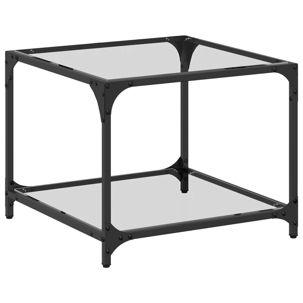 Table basse avec dessus en verre transparent 50x50x40 cm acier Tables basses vidaXL   