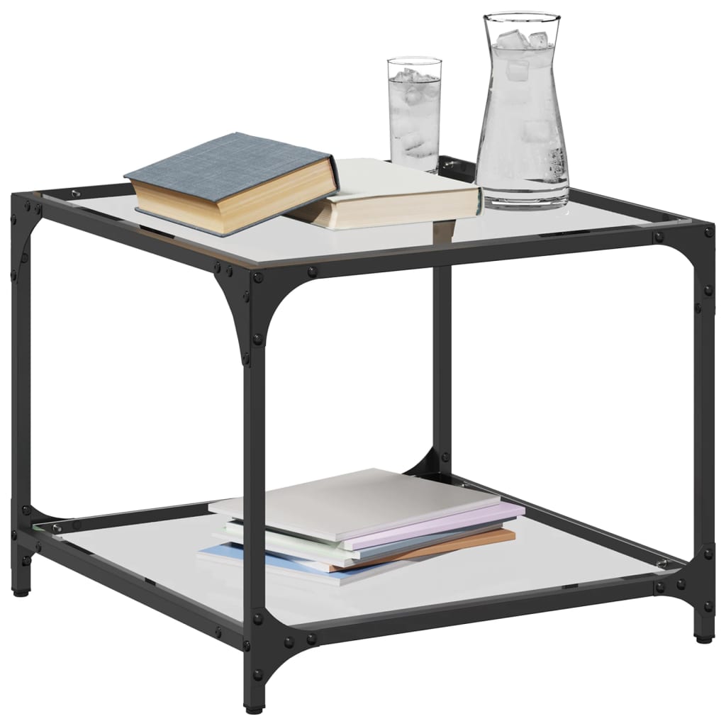 Table basse avec dessus en verre transparent 50x50x40 cm acier Tables basses vidaXL   