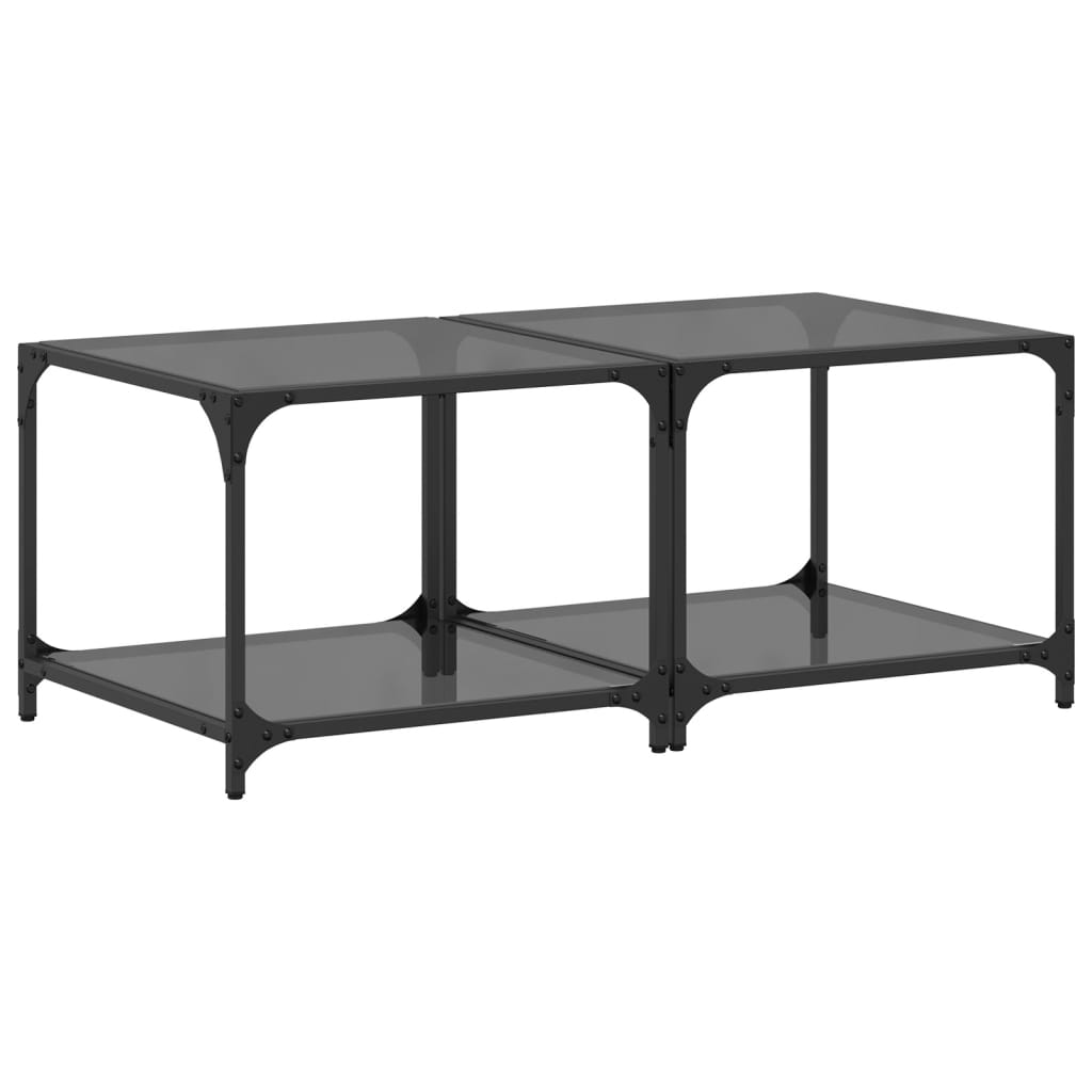 Tables basses avec dessus en verre noir 2 pcs 50x50x40 cm acier Tables basses vidaXL   