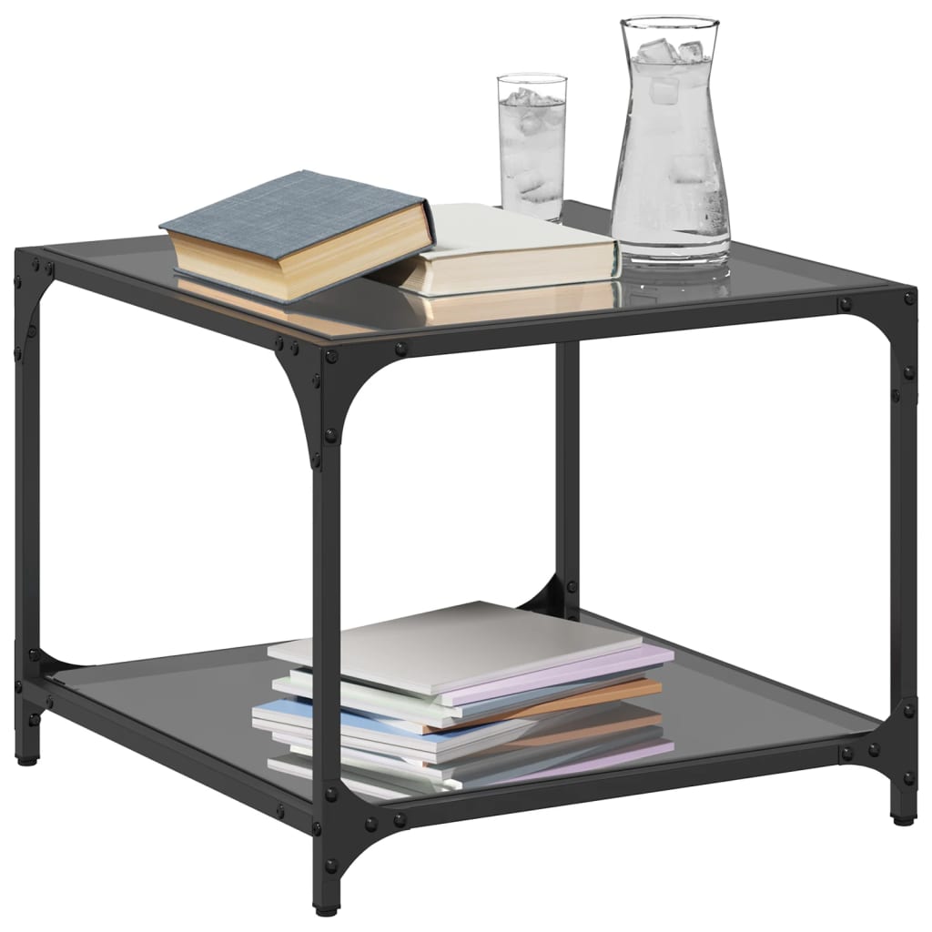 Tables basses avec dessus en verre noir 2 pcs 50x50x40 cm acier Tables basses vidaXL   