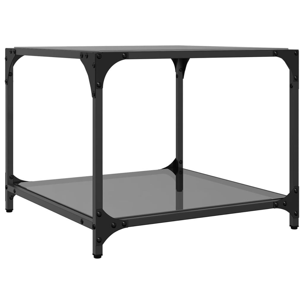 Tables basses avec dessus en verre noir 2 pcs 50x50x40 cm acier Tables basses vidaXL   