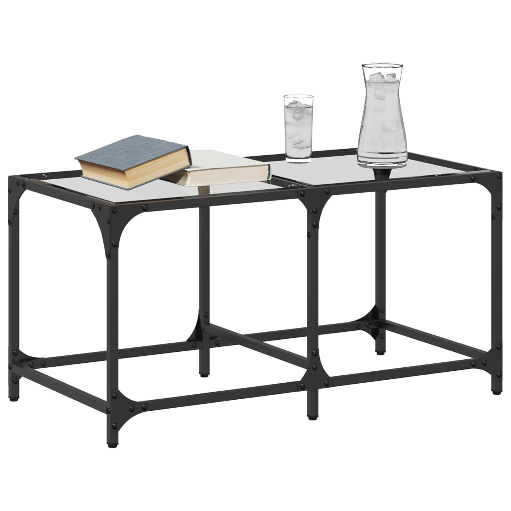 Table basse avec dessus en verre transparent 78,5x40x40cm acier Tables basses vidaXL   