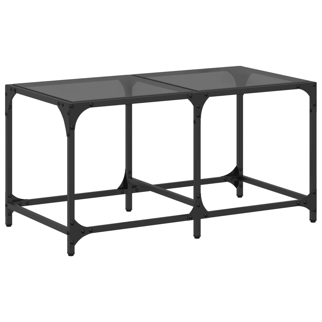 Table basse avec dessus en verre noir 78,5x40x40 cm acier Tables basses vidaXL   